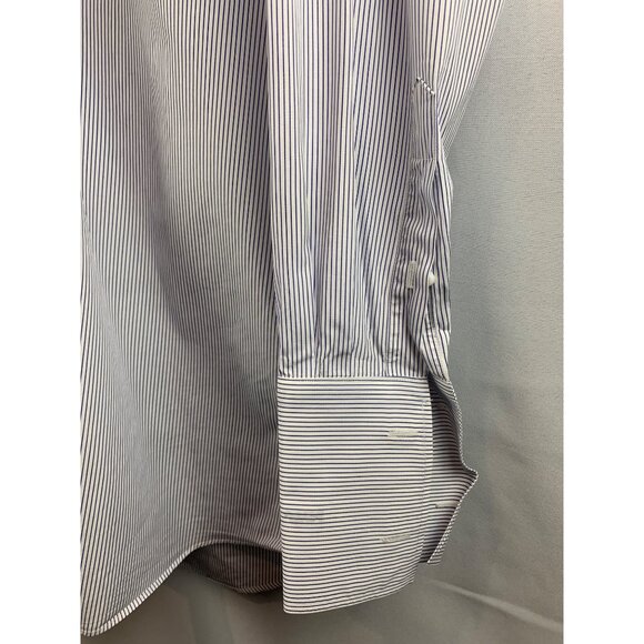 Mens J. Crew Slim Fit Blue & White Striped Dress Shirt Size M - Picture 4 of 9